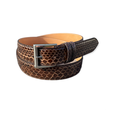 Riemen - Handmade - Python shiny bruin - Alberto Bellini