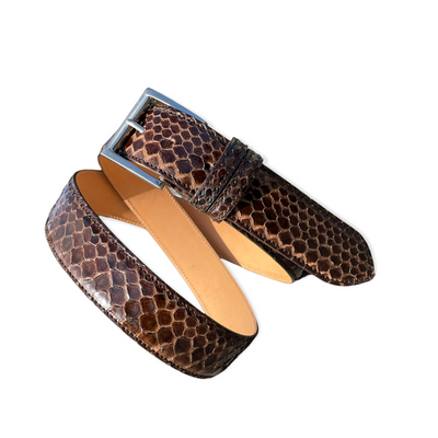 Riemen - Handmade - Python shiny bruin - Alberto Bellini